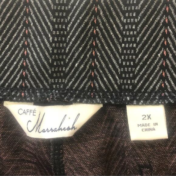 Caffe Marrakesh NWT Straight Leg Ponte Trouser 2X Grey Herringbone Print Stretch - Picture 10 of 11